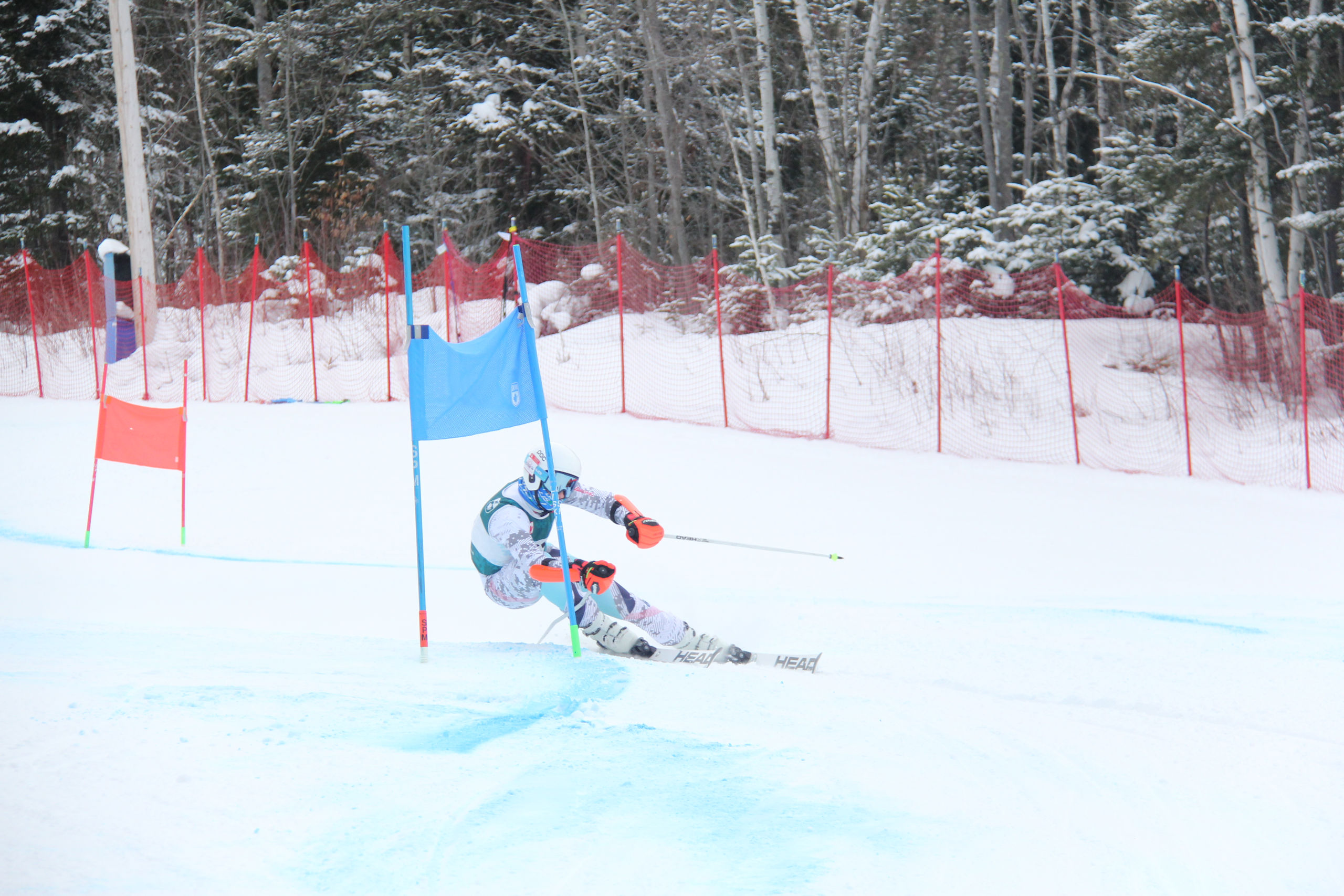 Ski NB athlete racing through gates